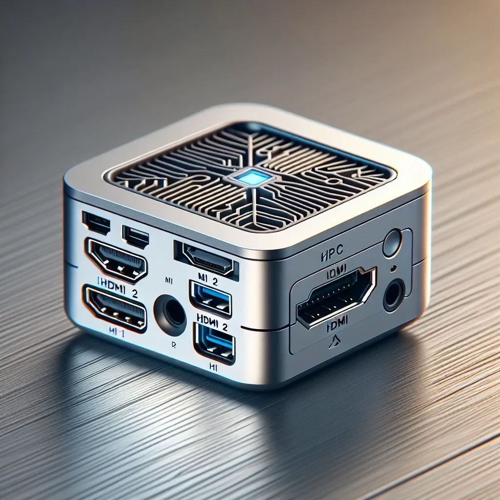 "Mini PC Sapphire Edge AI with multiple HDMI 2.1 ports showcased in an informative article about its connectivity options and features."