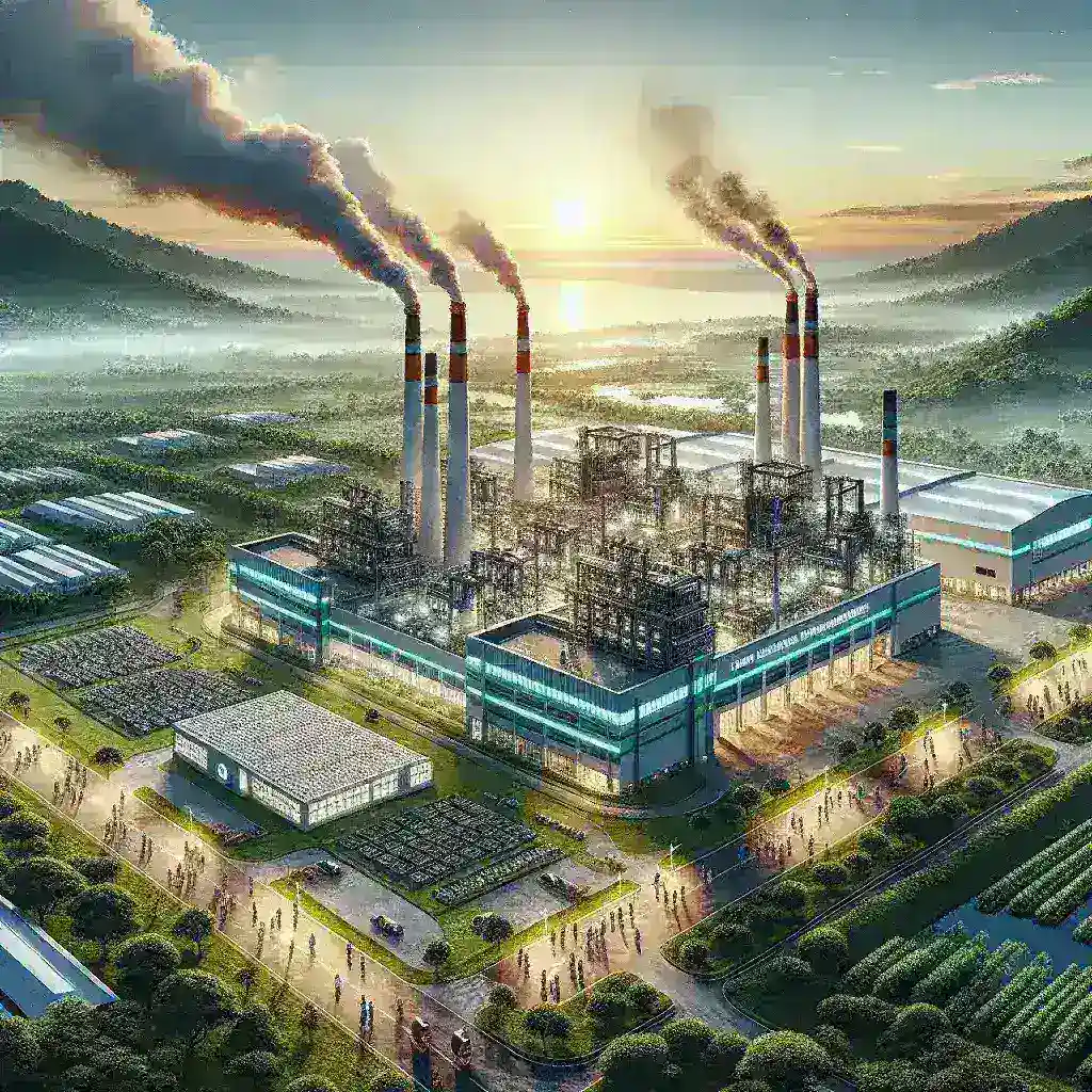 "Ilustrasi pabrik semikonduktor lokal di Indonesia untuk pengurangan impor chip, menampilkan aktivitas produksi dan inovasi teknologi terkini dalam industri semikonduktor."